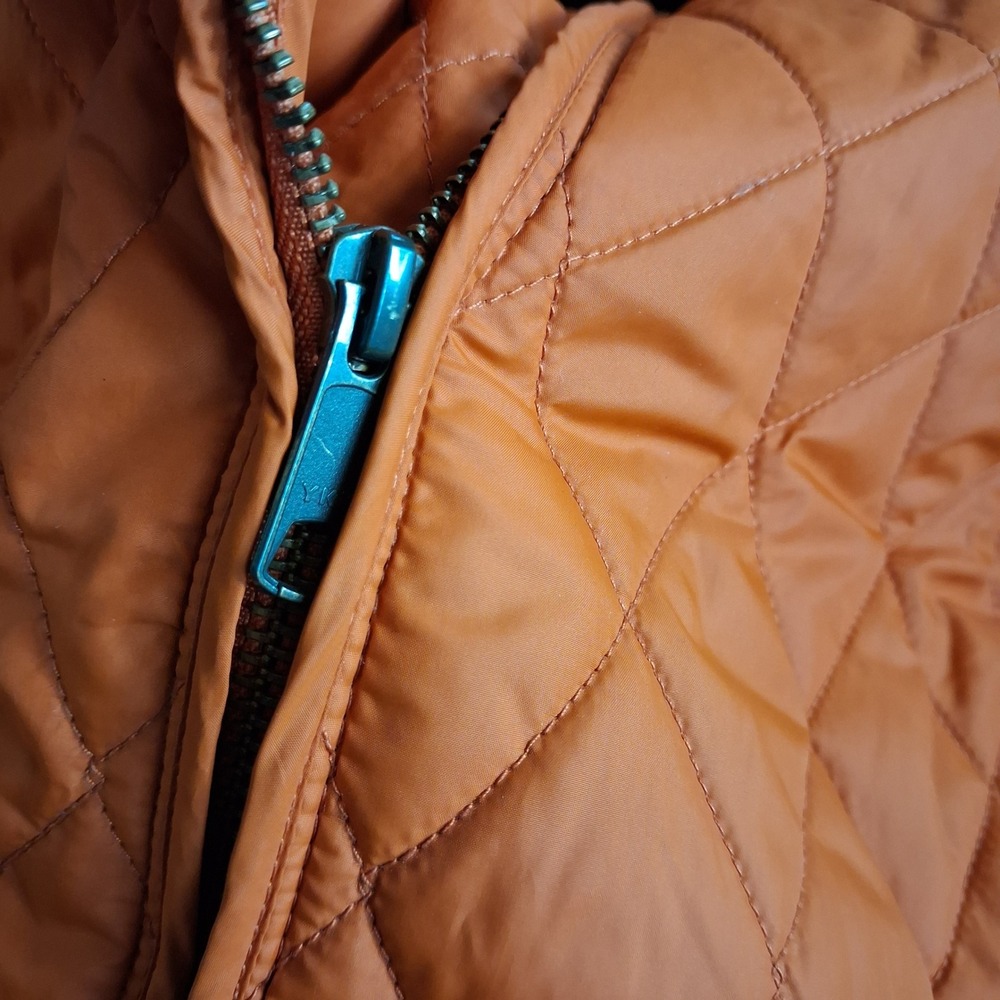 l.l. bean sig orange diamond quilted jacket plaid old money barn chore fall 2 - Picture 5 of 11